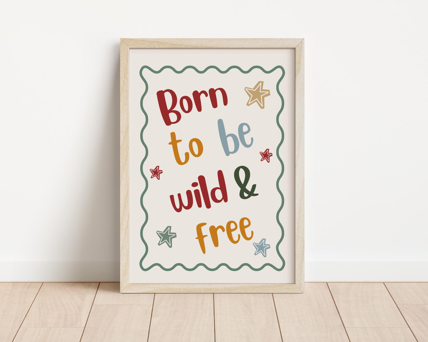 Boys scandi personalised "born to be wild" print set for bedroon, nursery or playroom