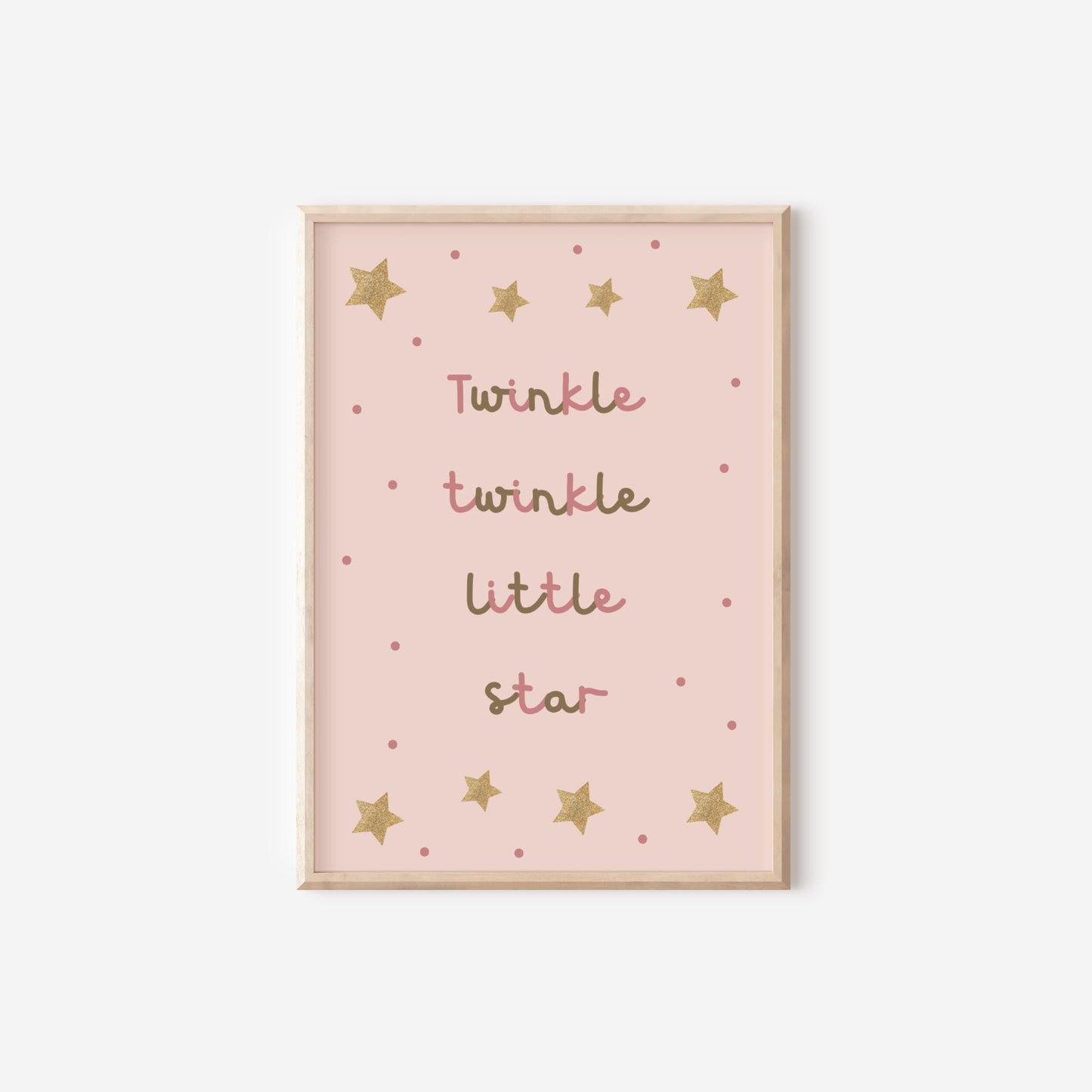 childrens scandi nursery wall print, twinkle twinkle little star poster for bedroom or playroom