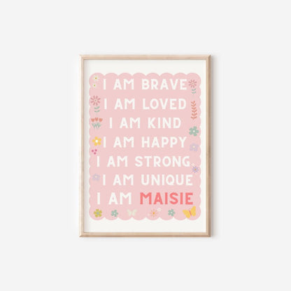 girls gallery set of affirmation wall prints, cherry, heart and star prints for nursery or bedroom