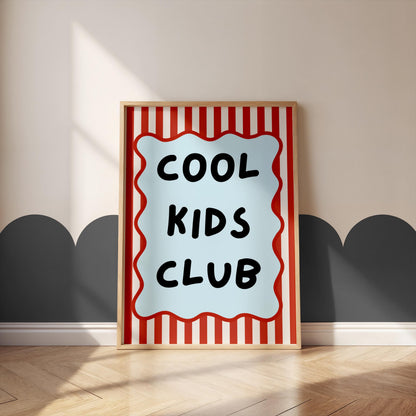 Cool Kids Club Print, Red & Blue Nursery Wall Art