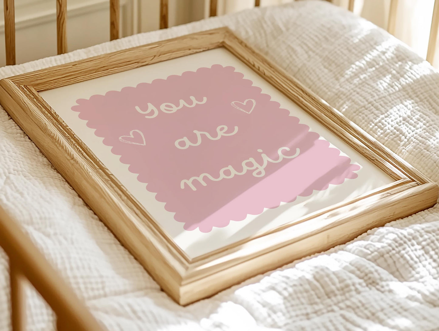 girls personalised unicorn :you are magic" pink print set of 3 for bedroom or nursery