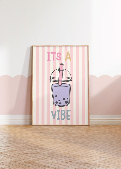 its a vibe "bubble tea" colourful wall art  print for girls bedroom