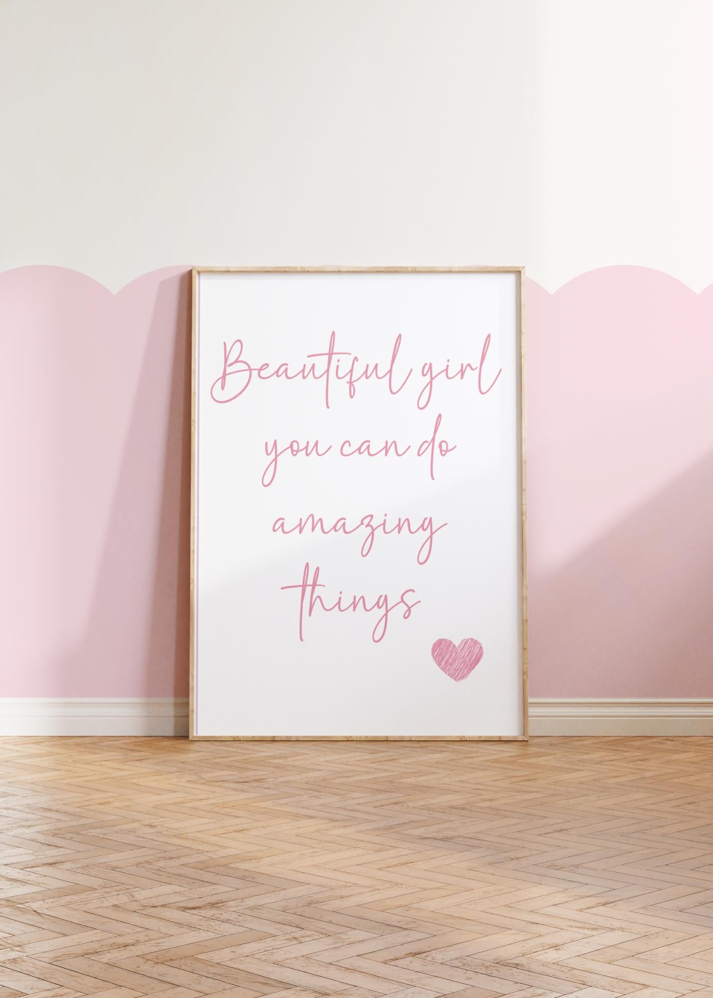 Beautiful Girl Print – Unframed Girls Bedroom Wall Art | Inspirational Nursery Decor