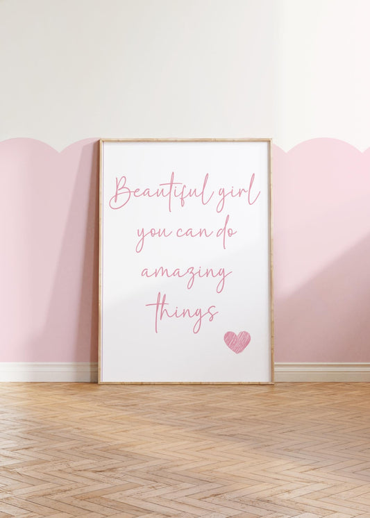 girls affirmation wall print, you can do anything wall print for bedroom, nursery or playroom
