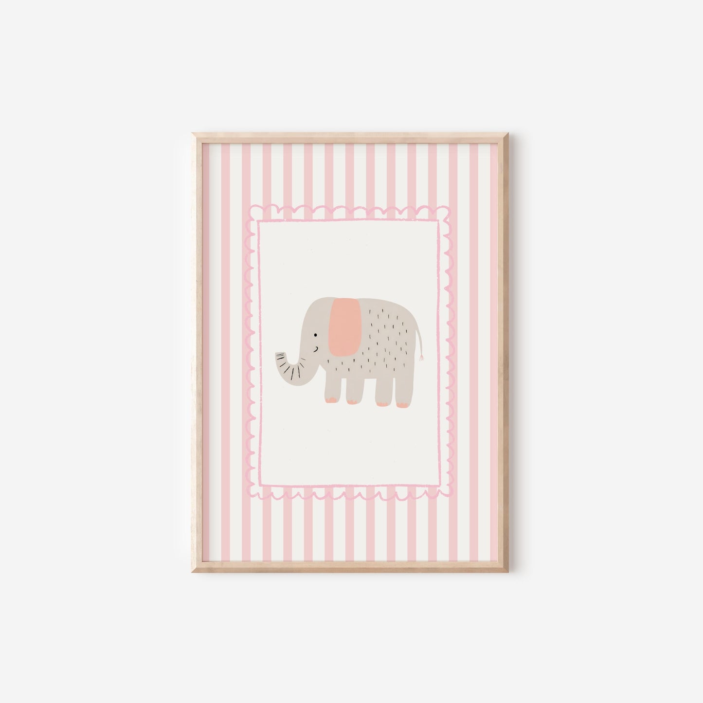Elephant Nursery Wall Art, Jungle Print for childrens bedroom or nursery, whimiscal animal illustration