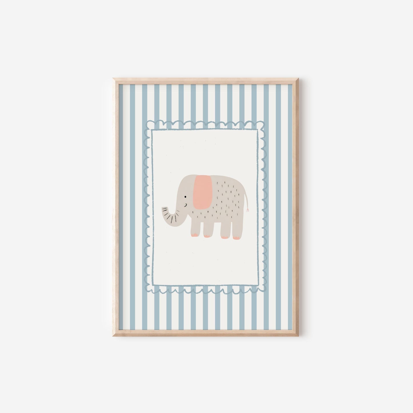 Elephant Nursery Wall Art, Jungle Print for childrens bedroom or nursery, whimiscal animal illustration