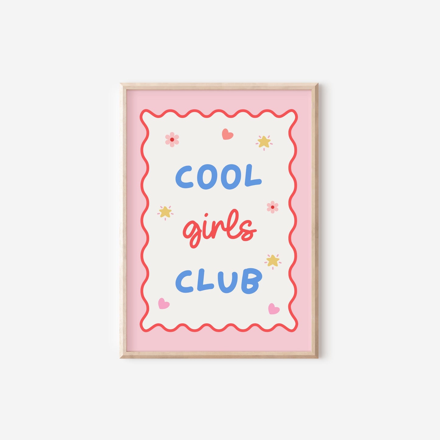 cool girls club colourful scallop heart print for nursery or bedroom