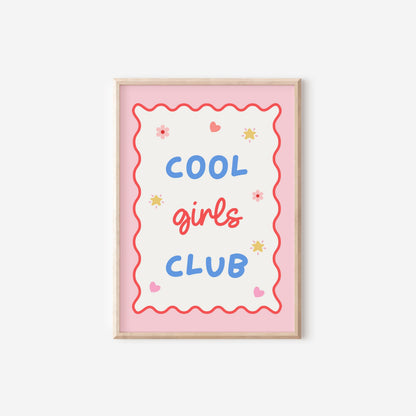 cool girls club colourful scallop heart print for nursery or bedroom