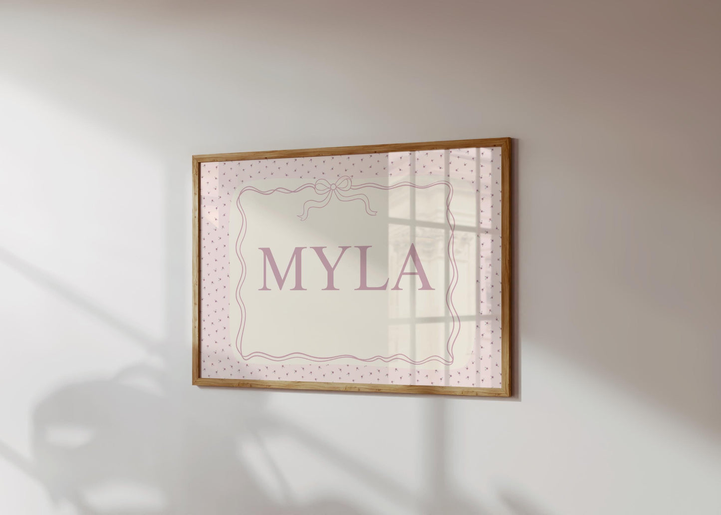 girls personalised pink whimsical floral name print for bedroom or nursery