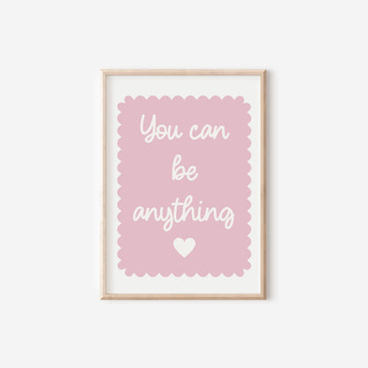 set of personalised floral pink gallery wall prints for girls bedroom, playroom or nursery