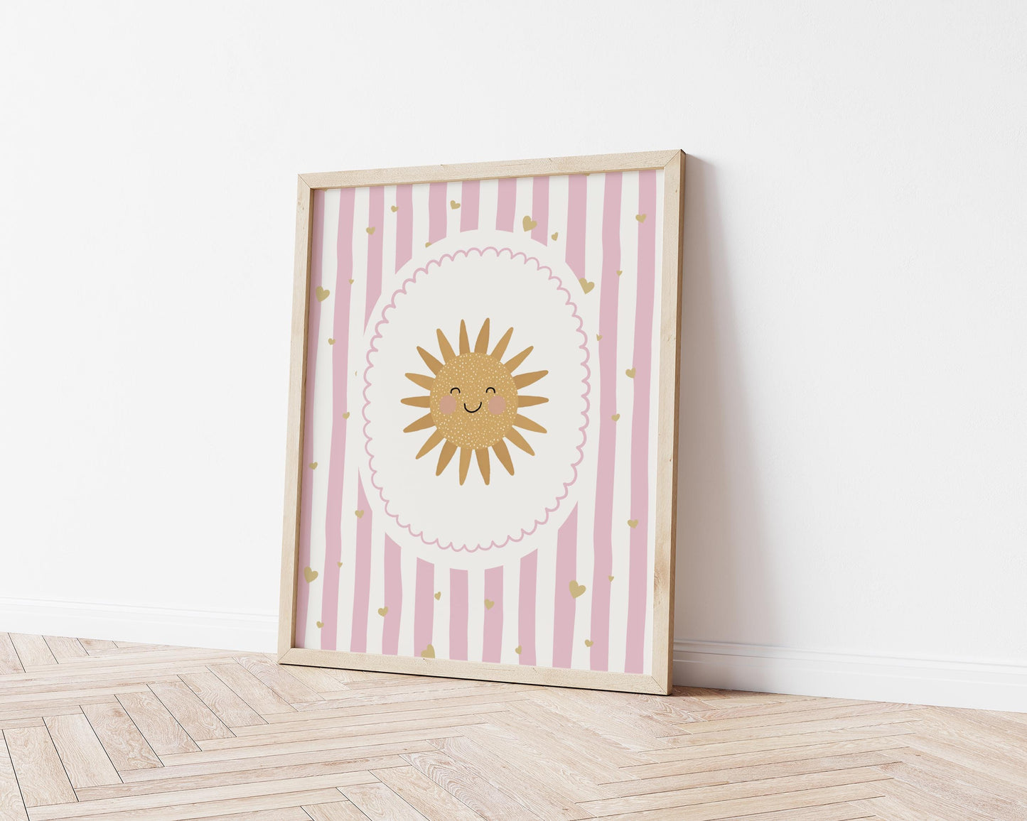 Pink sunshine nursery print, cute sunshine wall art for girls bedroom or playroom