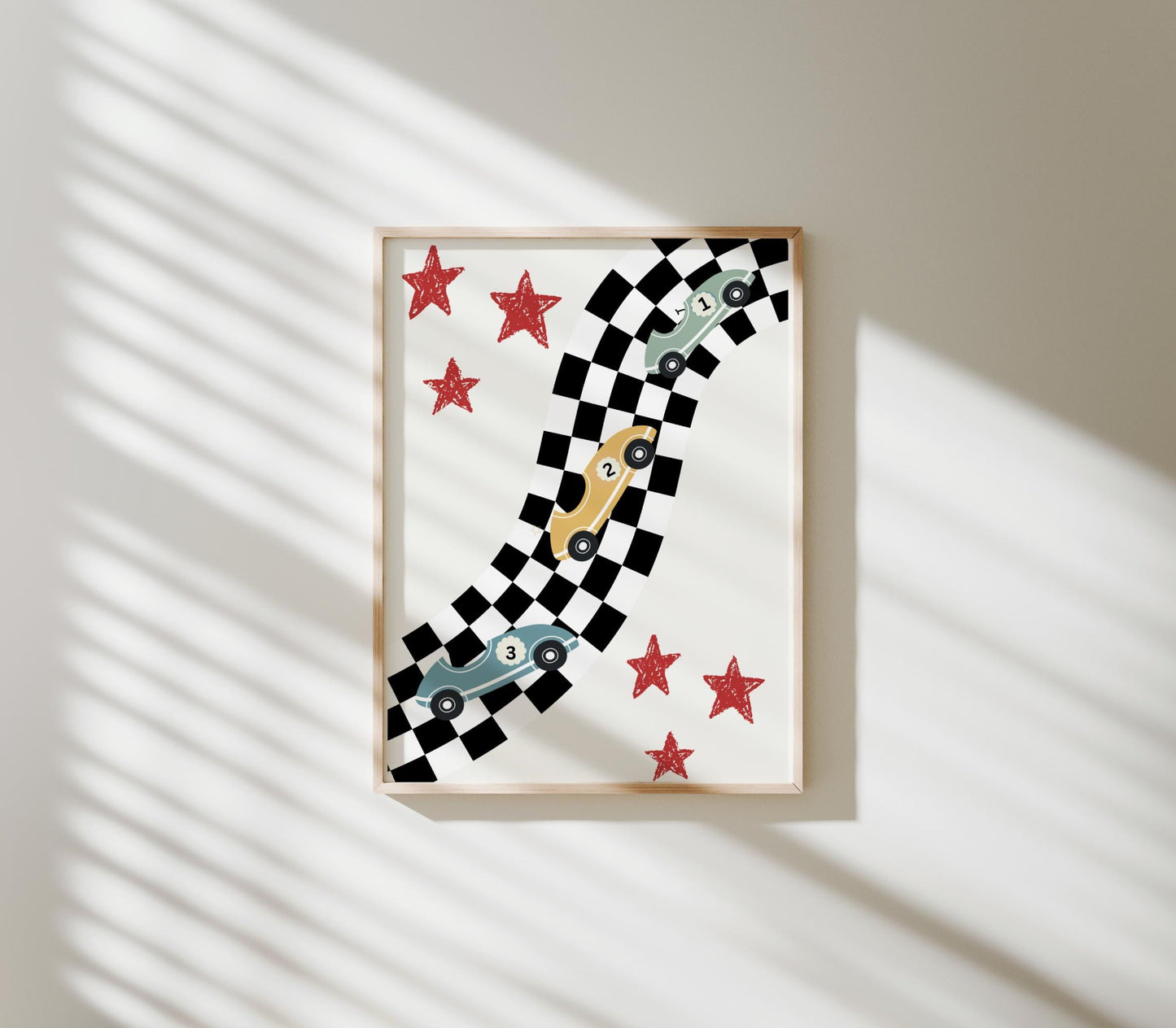 childrens personalised racing car prints for boys bedroom or nursery