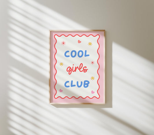 cool girls club colourful scallop heart print for nursery or bedroom