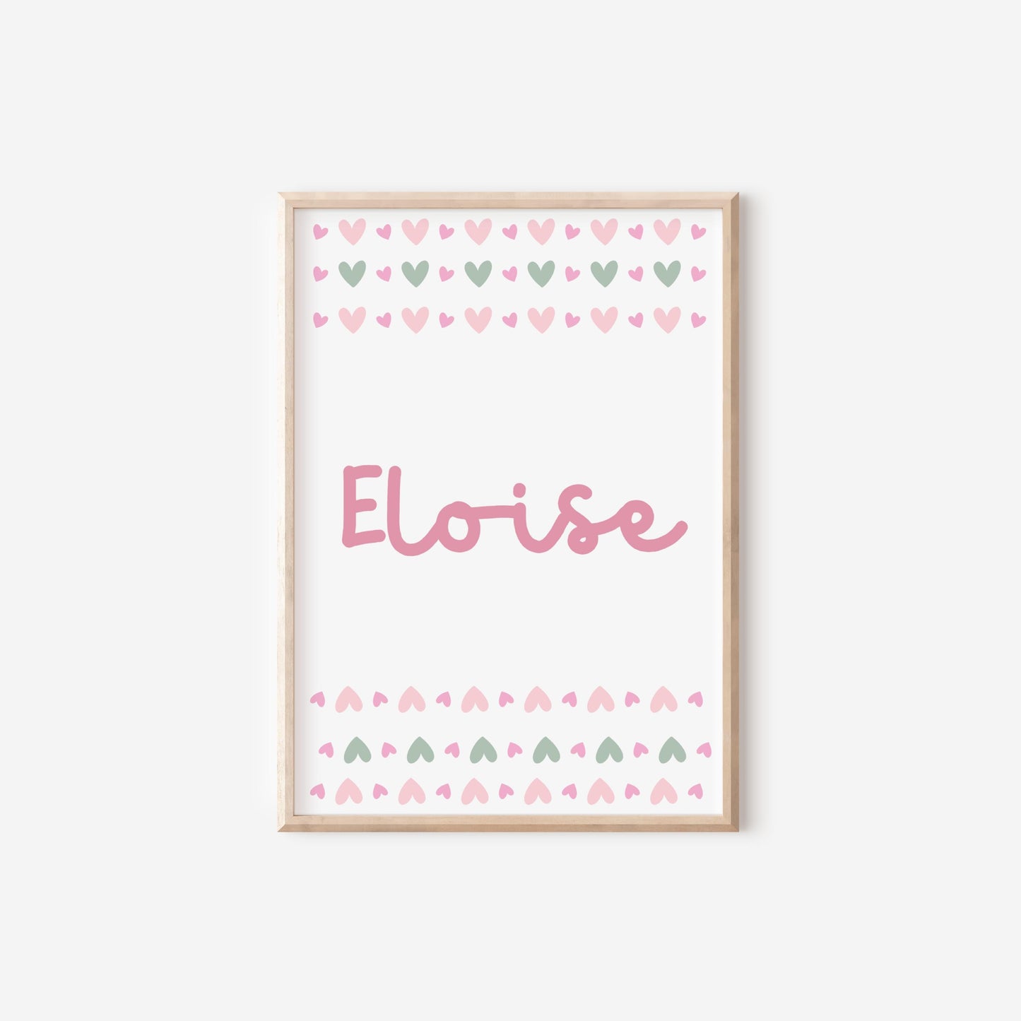 girls pink cherry and icecream affirmation personalised wall print set for bedroom or nursery