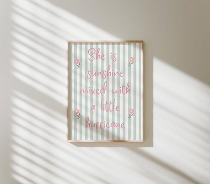 set of personalised floral pink gallery wall prints for girls bedroom, playroom or nursery