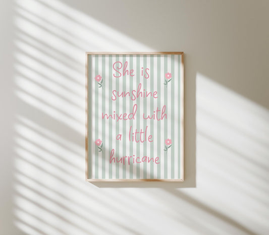 set of personalised floral pink gallery wall prints for girls bedroom, playroom or nursery