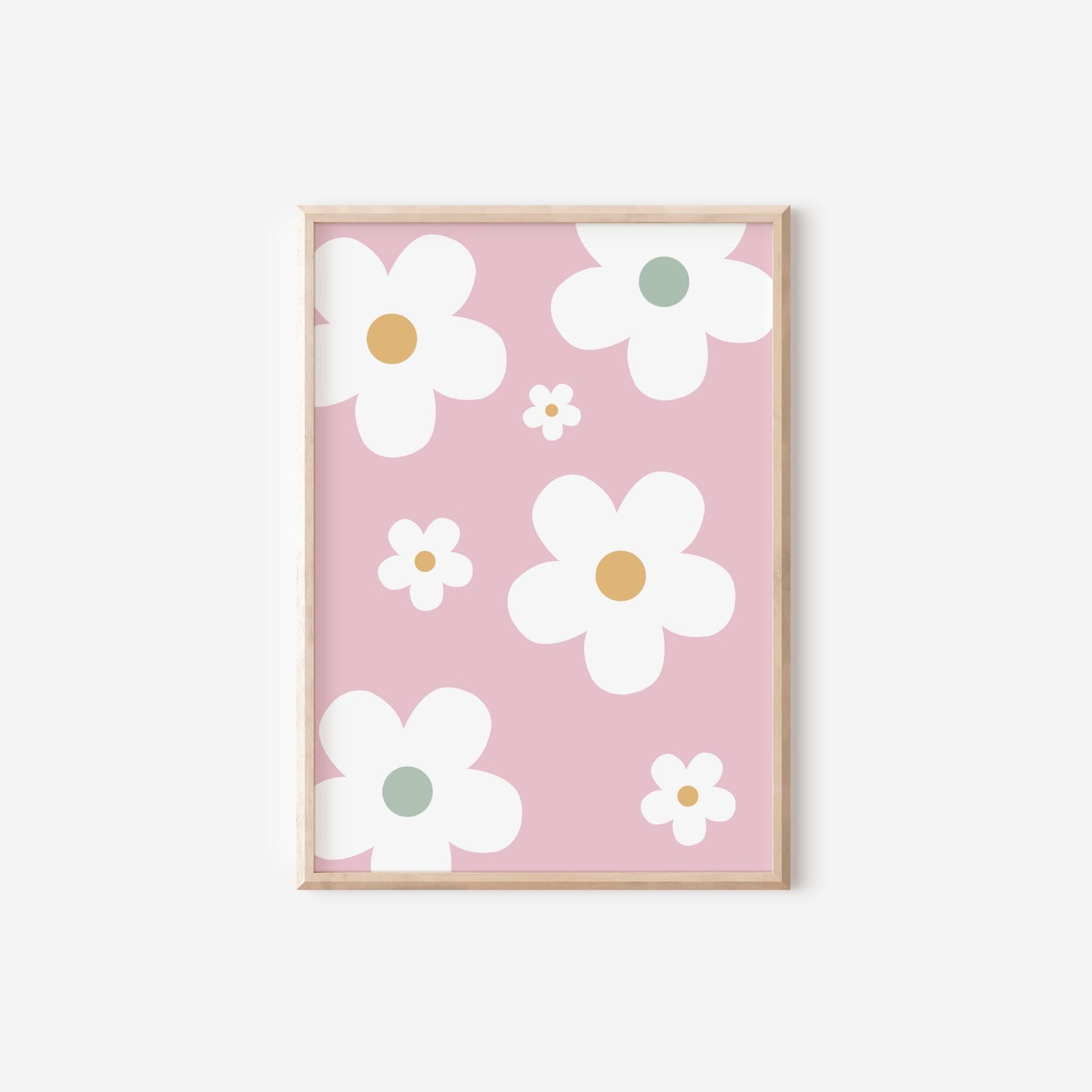 set of personalised floral pink gallery wall prints for girls bedroom, playroom or nursery