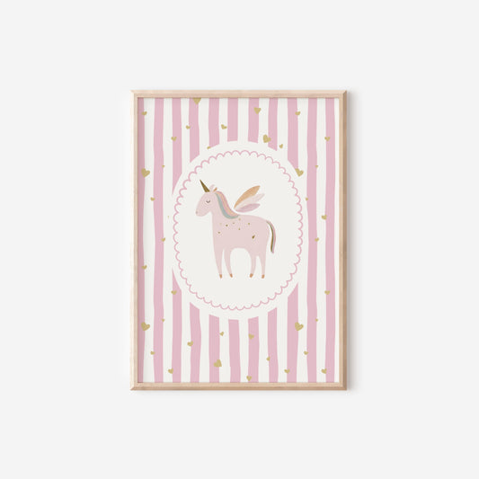 Girls pink whimiscal bunny/sunshine/unicorn Wall Art Prints, Girls Nursery Decor, Set of 3