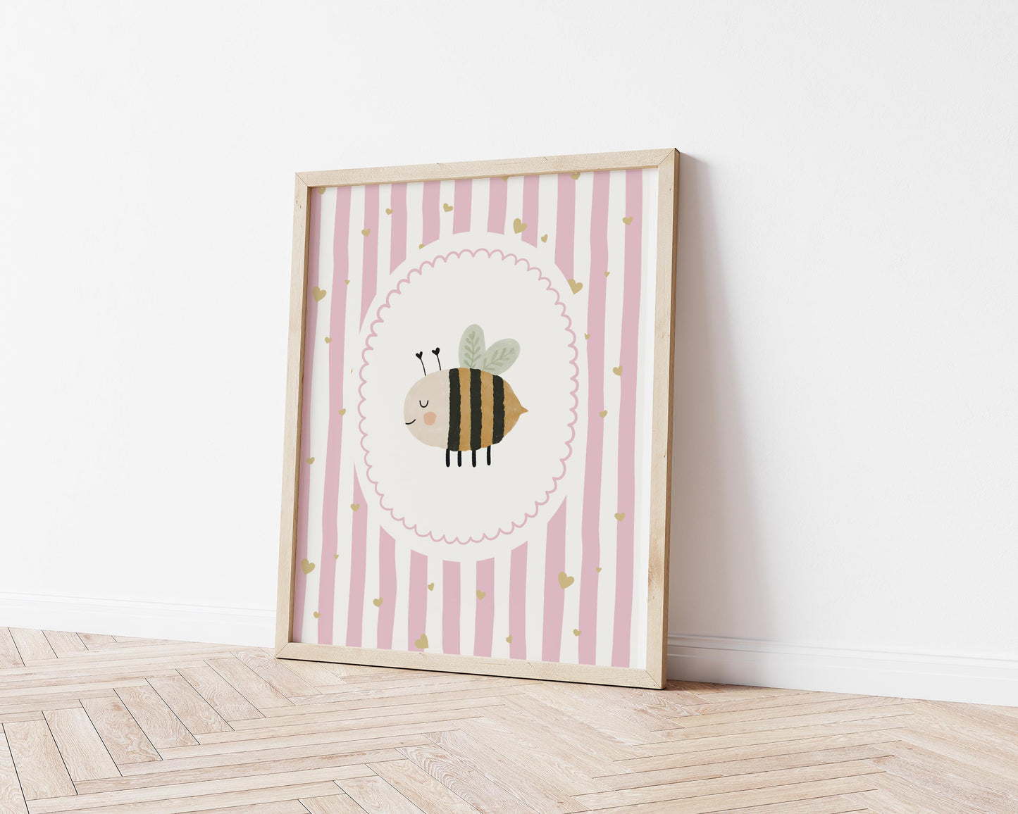 Girls pink whimiscal bunny/bee/unicorn Wall Art Prints, Girls Nursery Decor, Set of 3