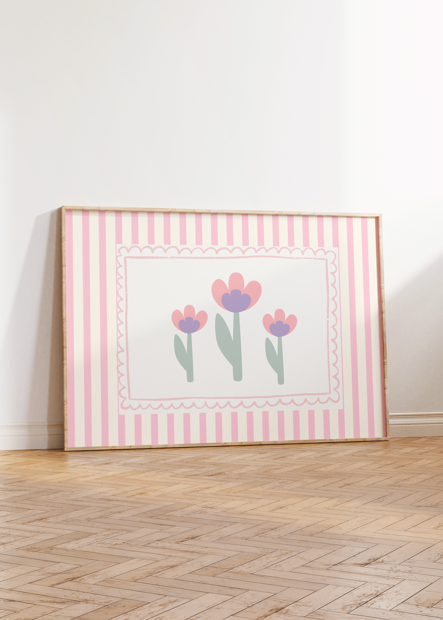 girls pink whimiscal tulip print for bedroom or nursery