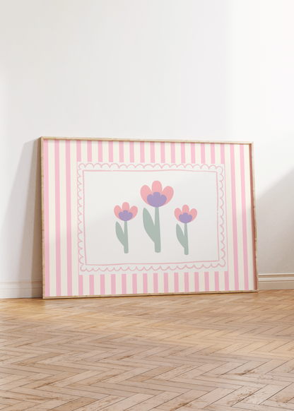 girls pink whimiscal tulip print for bedroom or nursery